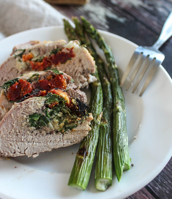 Pork Tenderloin on a plate with asparagus