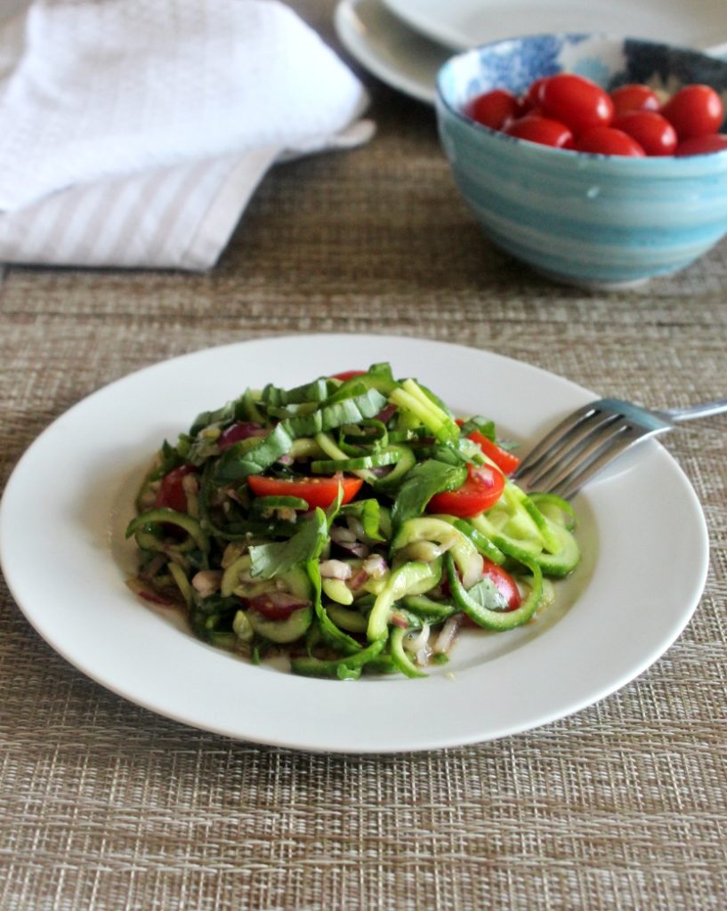 Cucumber basil and balsamic vinegar a cool and refreshing salad Simple and Savory.com