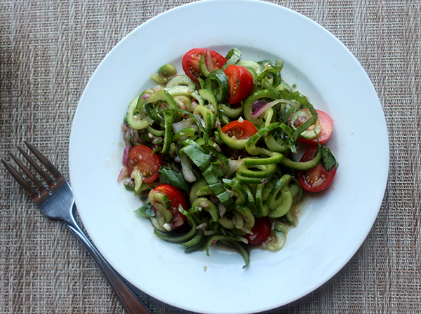 Spiralized cucumber salad gluten free summer salad