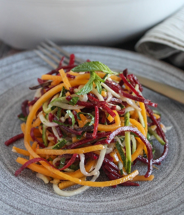 spiralized vegetable noodles on a plate