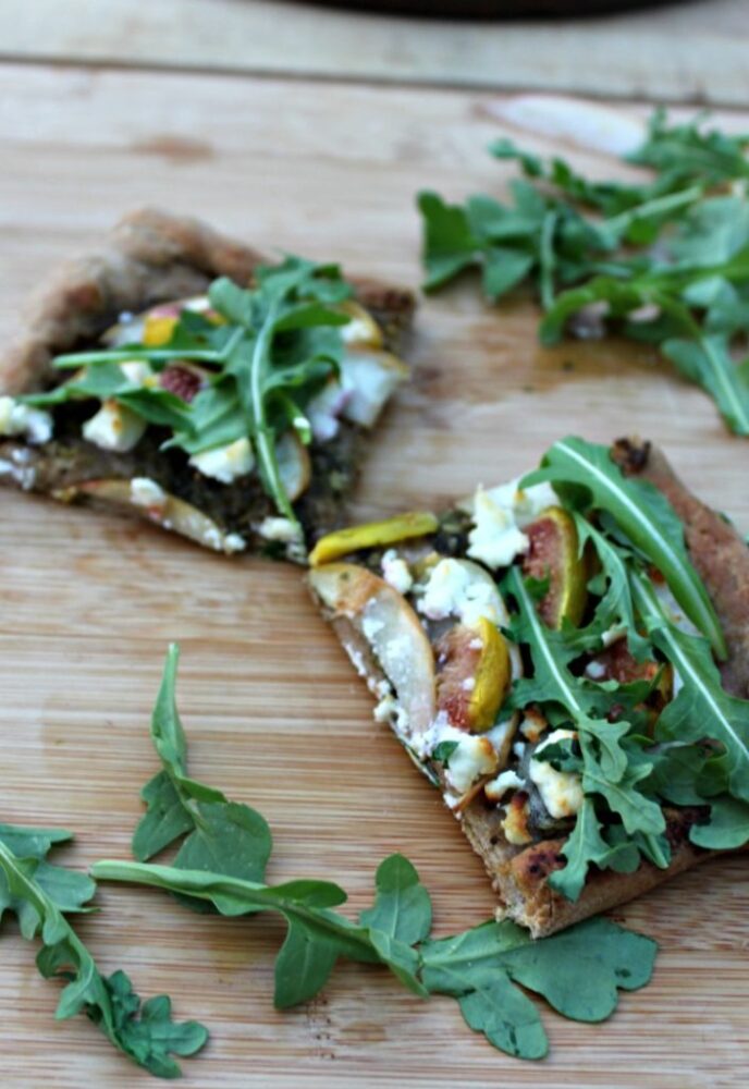 Easy Apple Fig Flatbread with Arugula A Vegetarian Appetizer