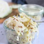 a close up of sauerkraut in a jar