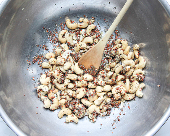 ingredients for roasted cashews in a bowl