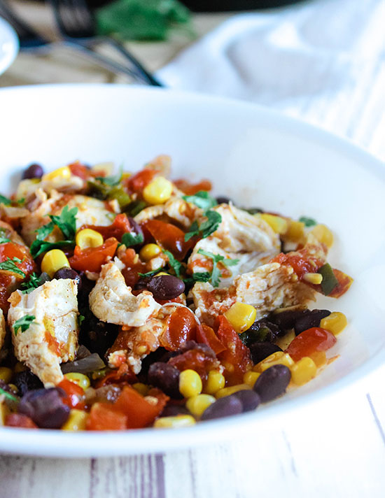 Close up of slow cooker southwest chicken