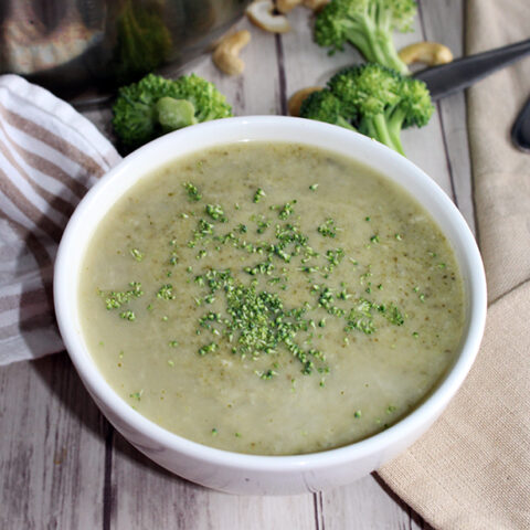 Easy Homemade Vegan Cream Of Broccoli Soup With Cashew Cream