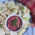 overhead view of fresh garden salsa