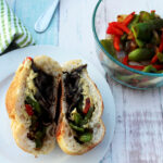Portobello mushroom cheesesteak sandwich vegan vegetarian simple and savory