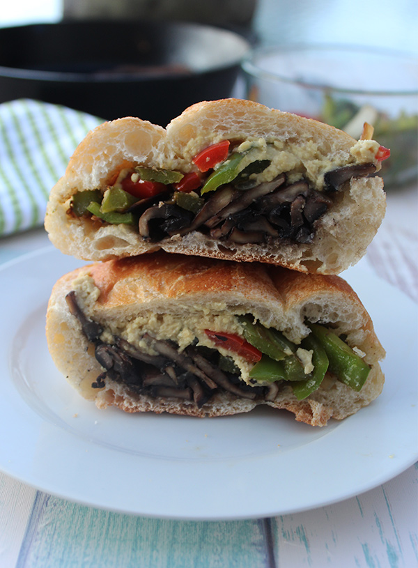 portobello mushroom cheesesteak sandwich dairy free vegan