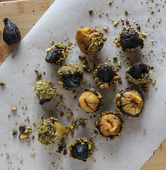 Chocolate-Covered Figs with Pistachios