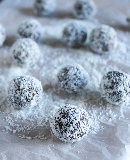 peppermint chocolate bites dipped in coconut