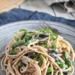 creamy vegetable pasta on a plate