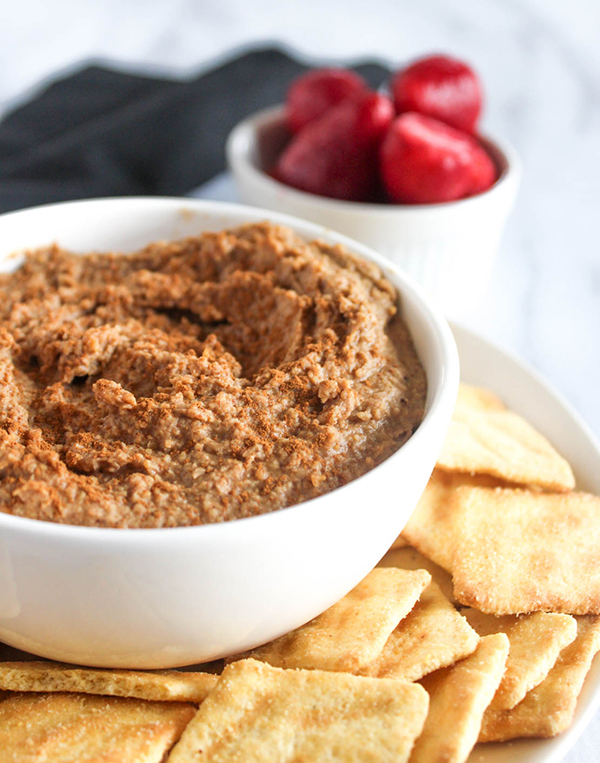 a close up picture of snickerdoodle hummus