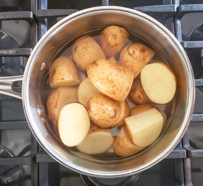 potatoes boiling in a pot