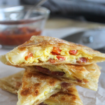 breakfast quesadillas triangles stacked up