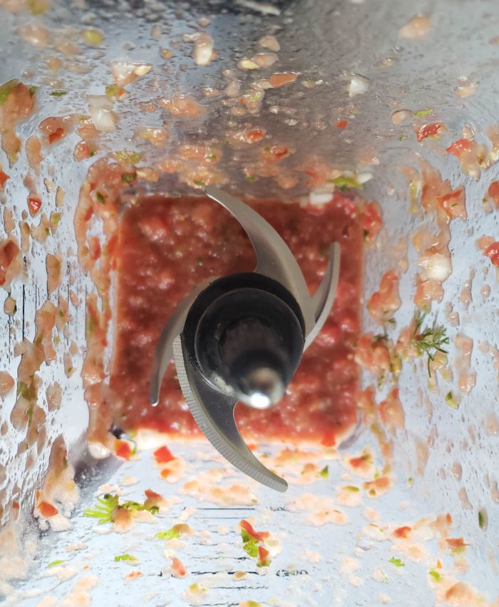 salsa in a blender blended