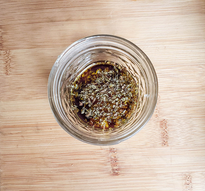 The marinade in a jar