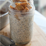 overnight oats in a jar with apples on top