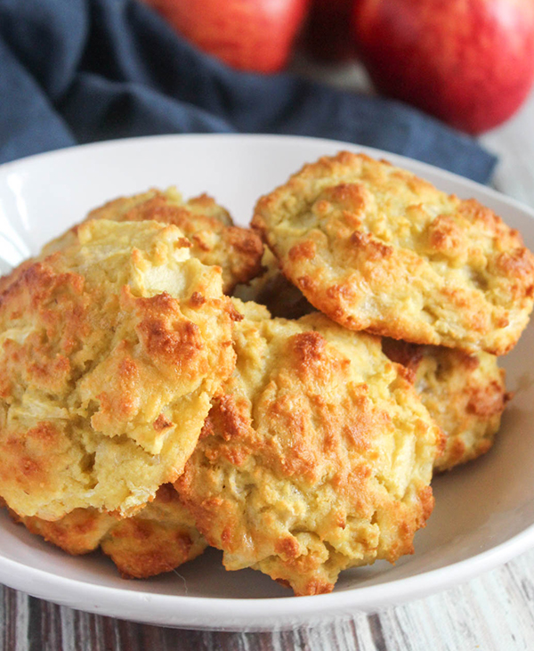 cheddar apple biscuits in a bowl