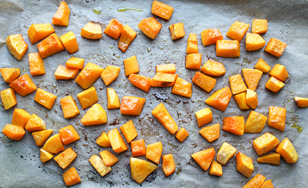 roasted squash on a baking pan