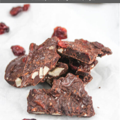 Healthy Chocolate Bark with Cranberries and Almonds - Vegan