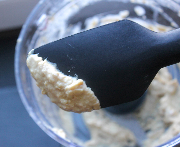 a picture of blended tahini on a spatula