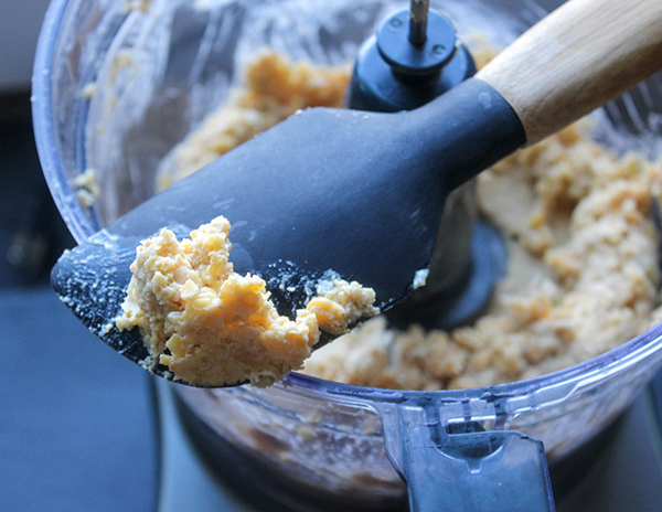 chickpeas mixed with tahini into crumbly paste