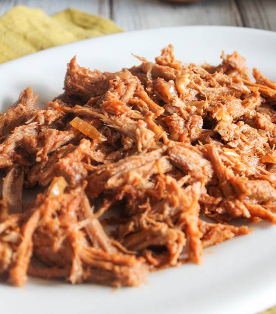 close up of shredded pork