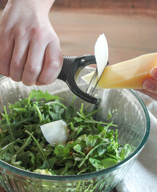 picture of y peeler shaving parmesan cheese