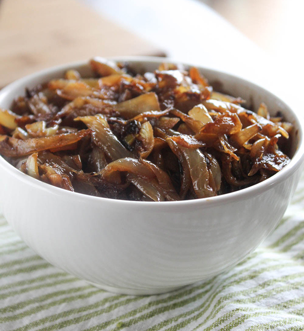 a bowl of caramelized onions