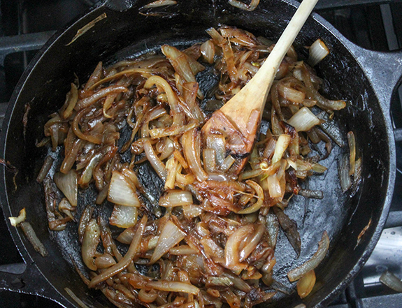 cooked onions in a skillet