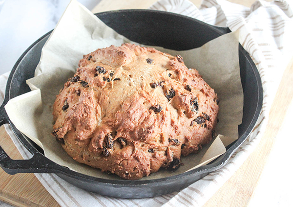 Baked Soda bread in a cast iron pan