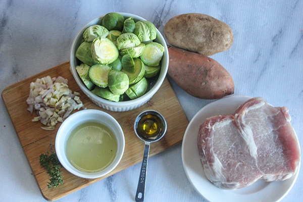 The ingredients for oven baked pork chops recipe