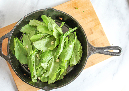 turnip greens in a pan