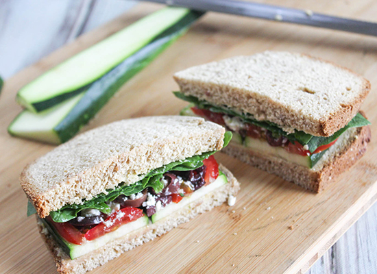 Vegetable sandwich on a cutting board