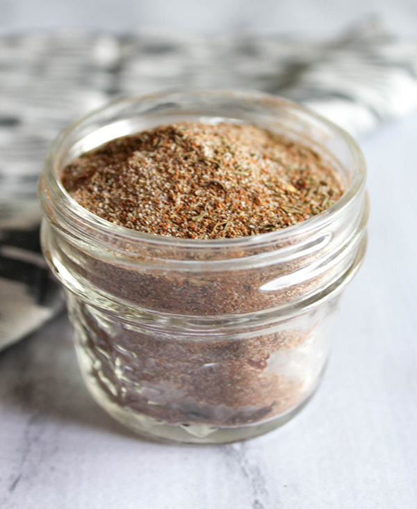 a close up picture of the spice blend in a jar
