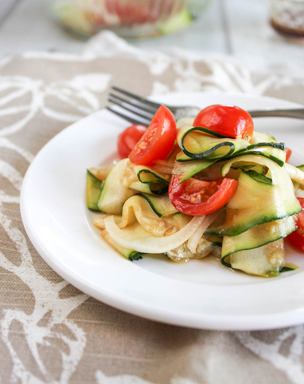 zucchini ribbons salad on a plate