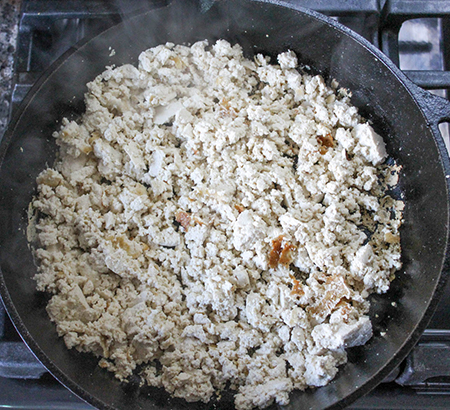 cooked tofu in a pan