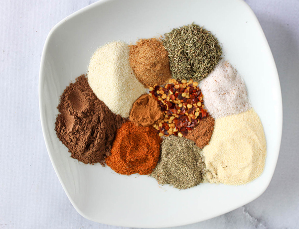 all of the ingredients for the spice blend not mixed together