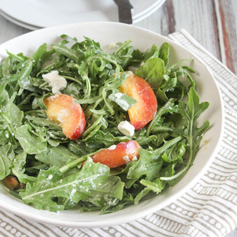 Arugula Salad with Peaches and Goat Cheese image