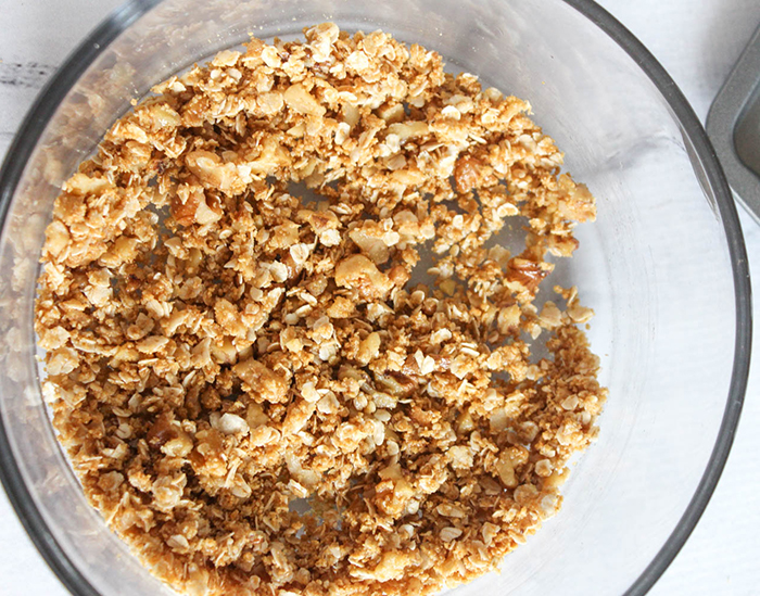 apple crumb topping mixed together in a bowl