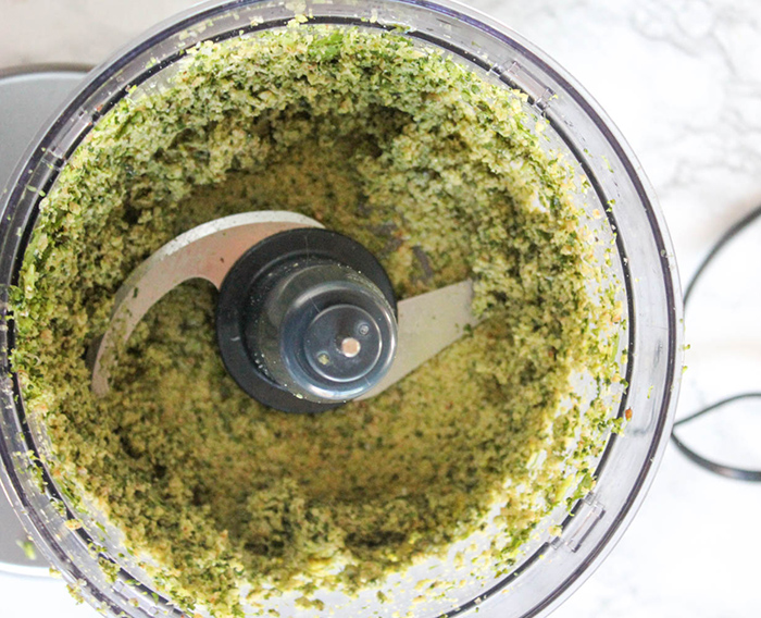 broccoli pesto mixed in a food processor