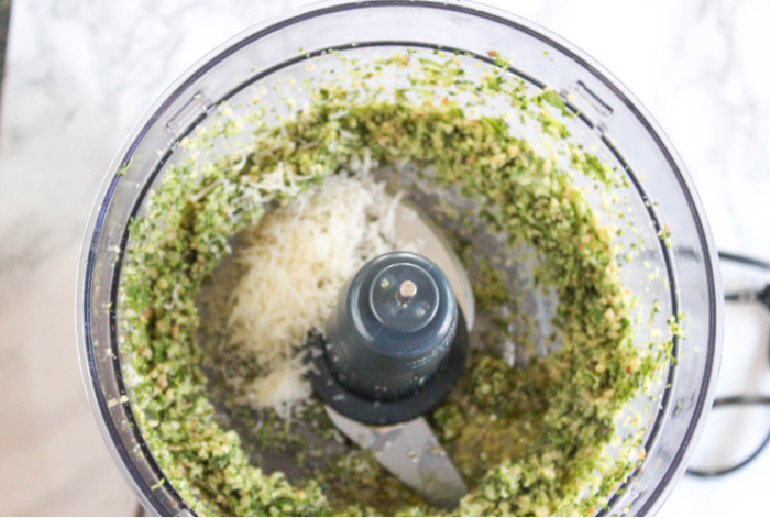 broccoli pesto with grated cheese