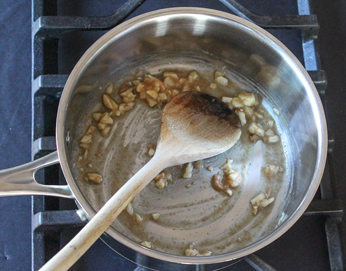 garlic cooking in a pan