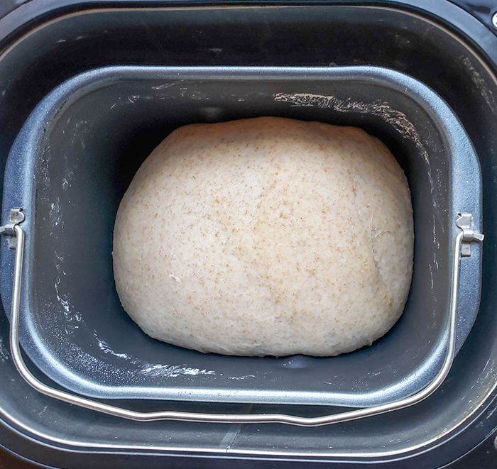 the dough in bread machine after it has gone through the rise cycle