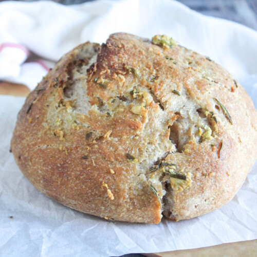Bread Machine Rosemary Garlic Sourdough Made with Whole Wheat Flour