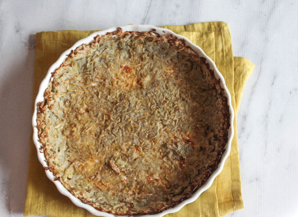 potato crust baked in a pie plate