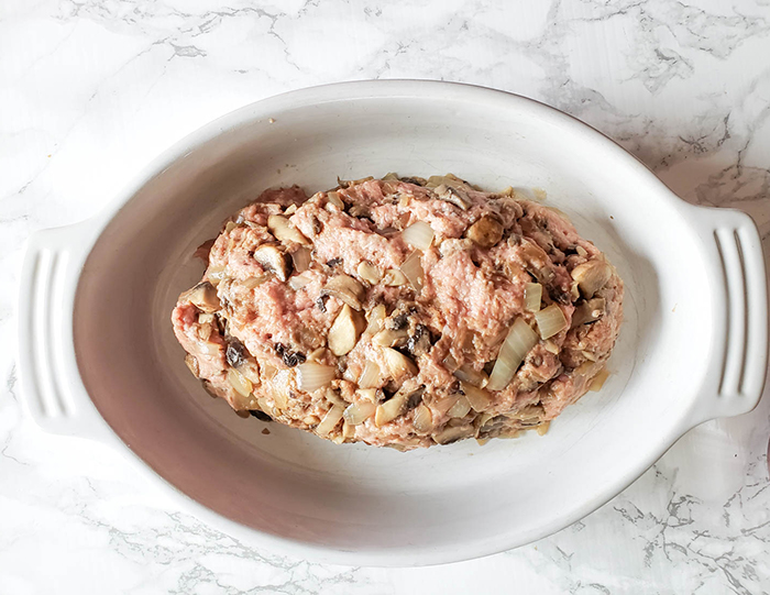 Turkey meatloaf formed and uncooked before adding the glaze