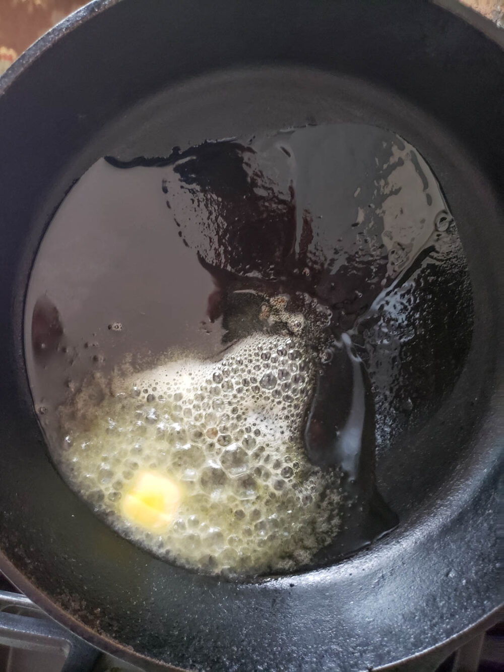 butter melting in a pan