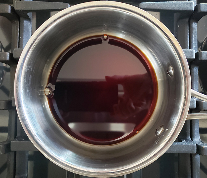 balsamic vinegar in a saucepan on the stove