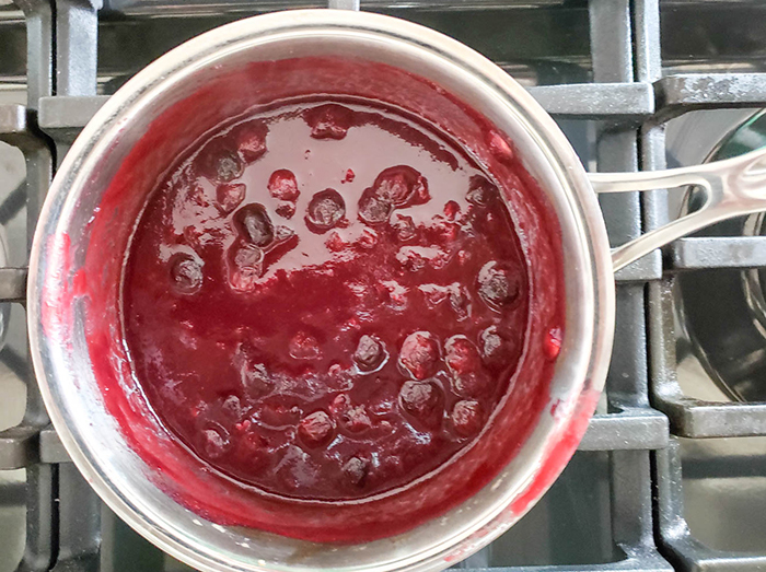 The sauce in a pan cooking